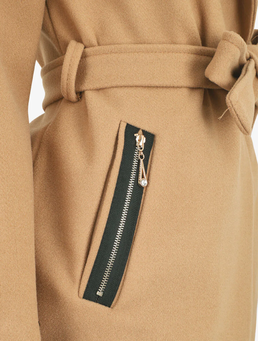 Jas met sjaalkraag - Beige - Image 3