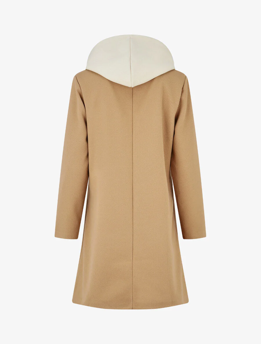 Jas met sweater-stijl capuchon - Kameel - Image 2