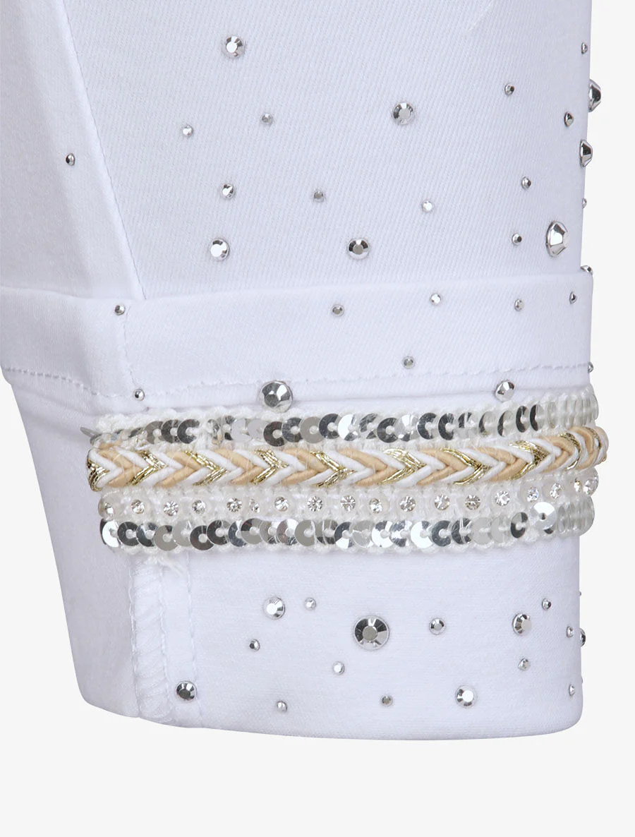 Jean 7/8 met strass versiering - Wit - Image 3