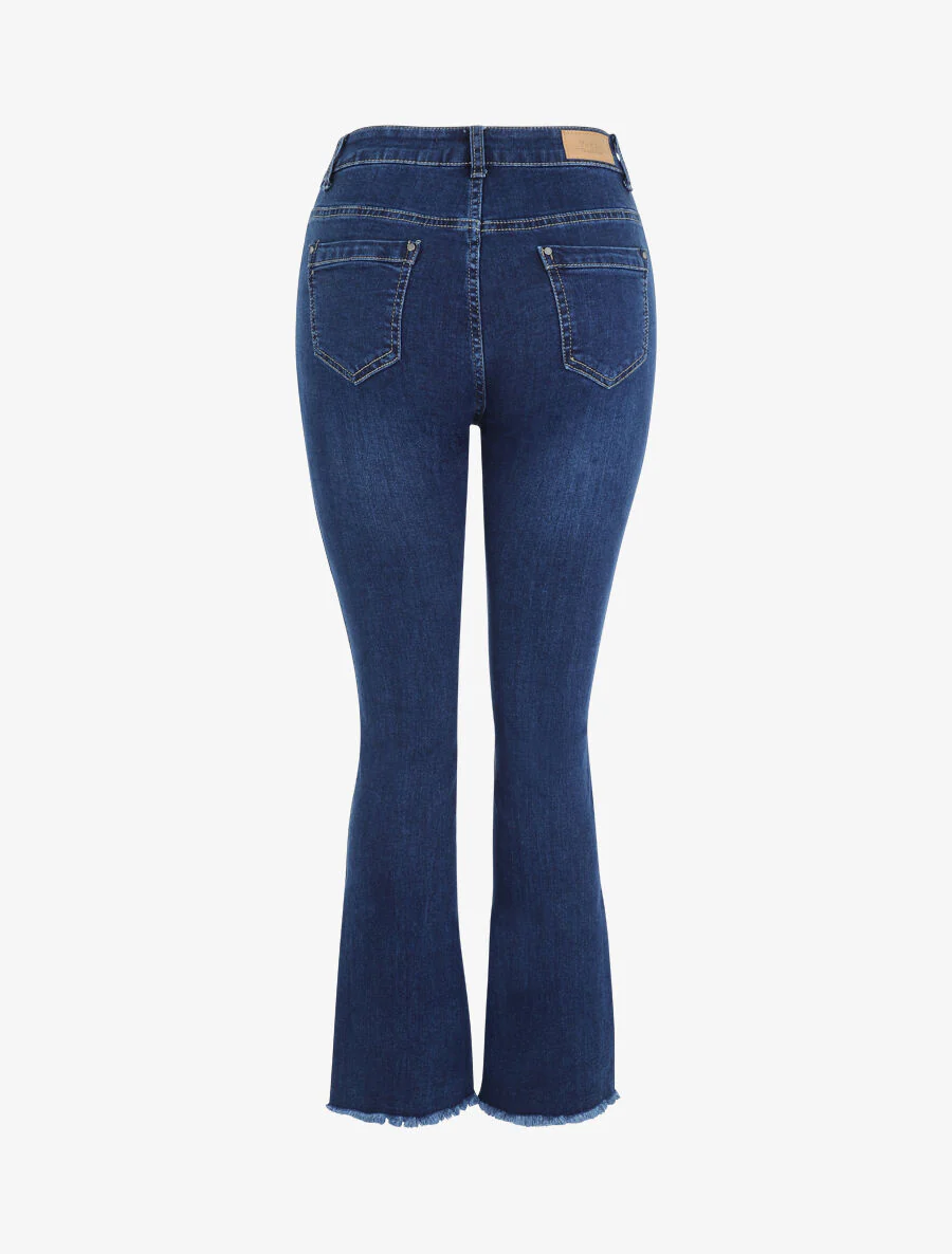 Jean boot cut met rauwe randen - Blauw denim - Image 2