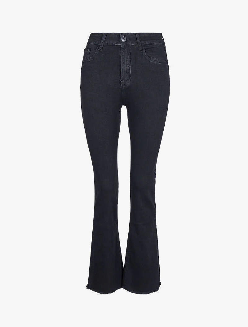 Jean bootcut met rafelige enkels - Zwart - Image 3