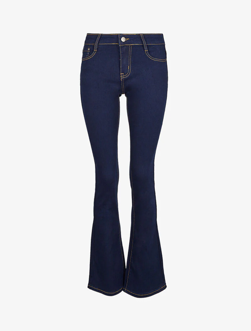 Jean bootcut met zichtbare stiksels - Blauw - Image 3