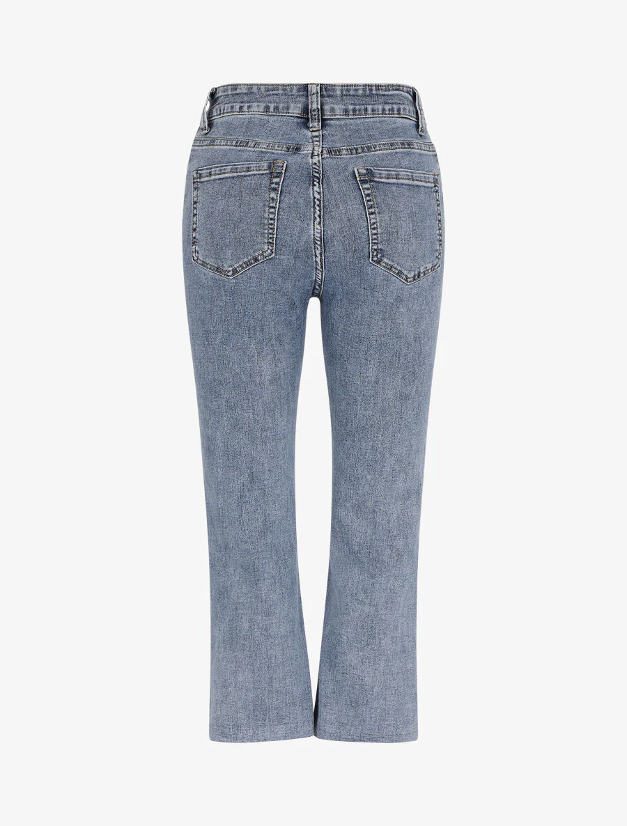 Jean flare 7/8 met hoge taille en onafgewerkte randen - Lichtblauw - Image 2