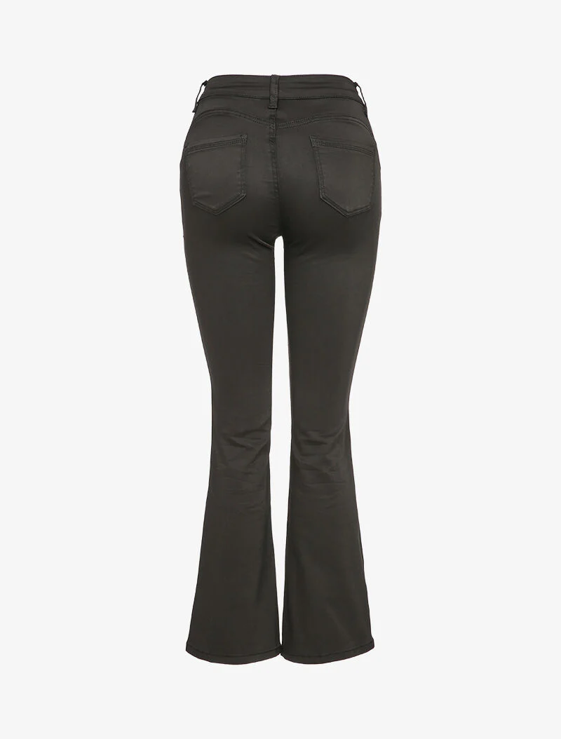 Jean flare satijneffect - Zwart - Image 2