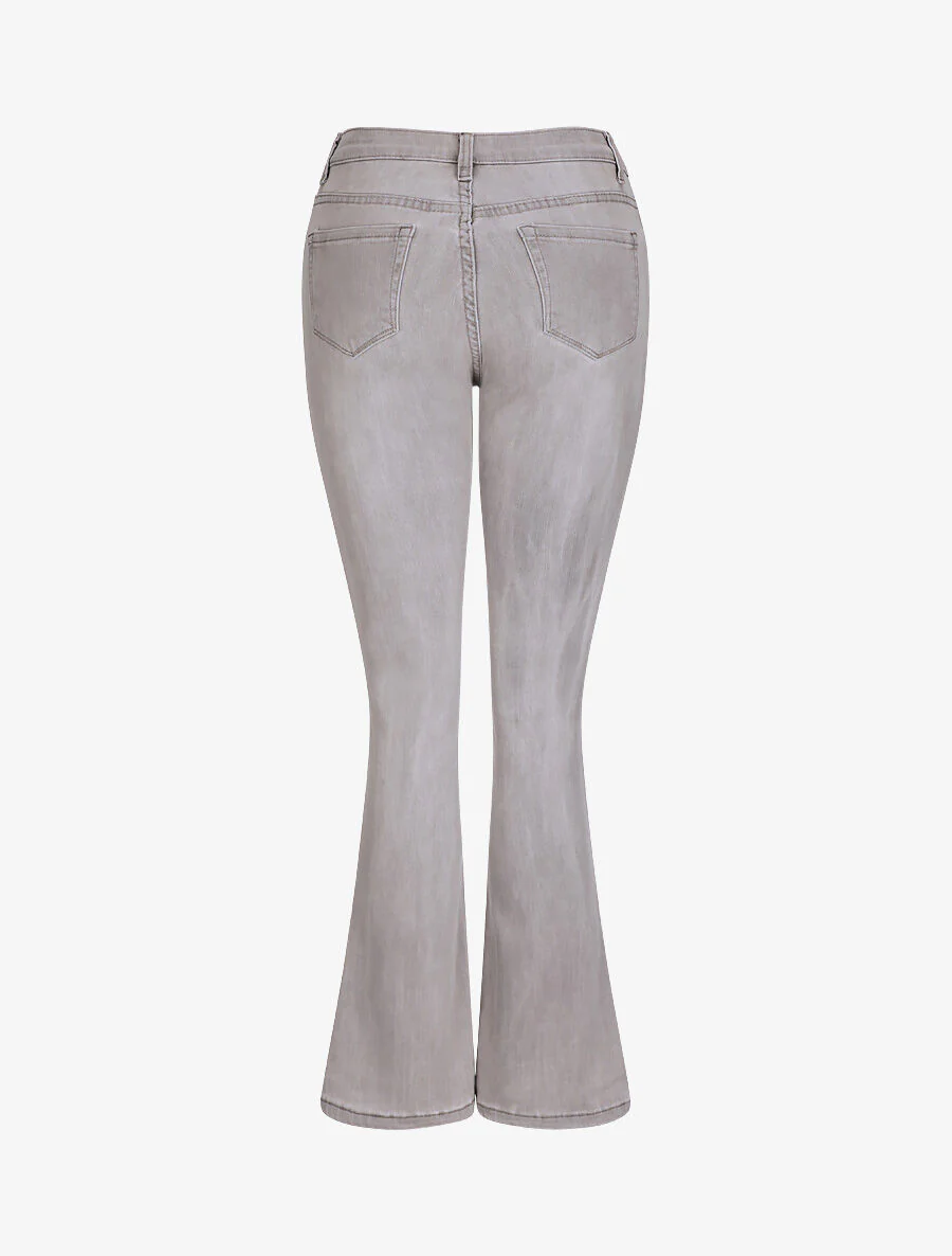 Jean flare effen hoge taille - Lichtgrijs - Image 2