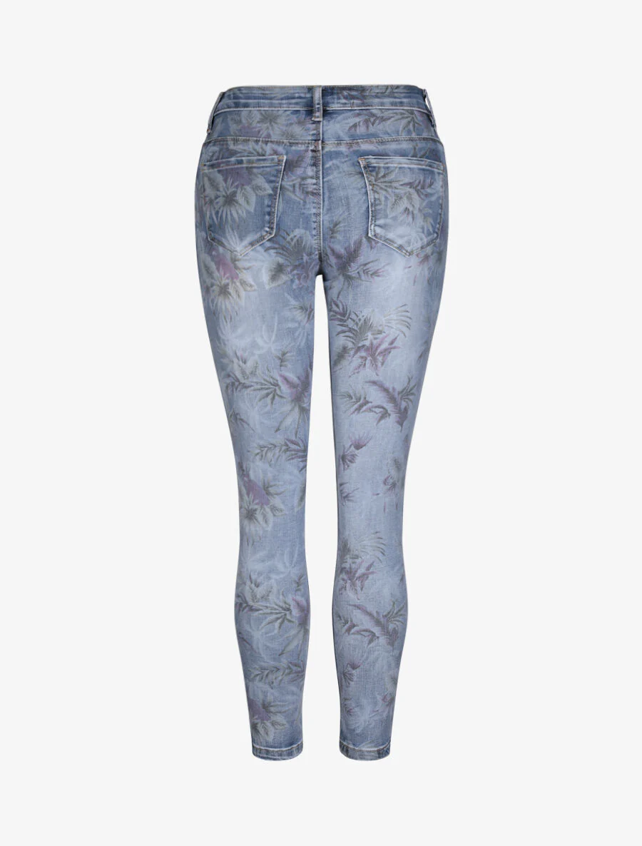 Jean met bloemenprint - Blauw denim - Image 2