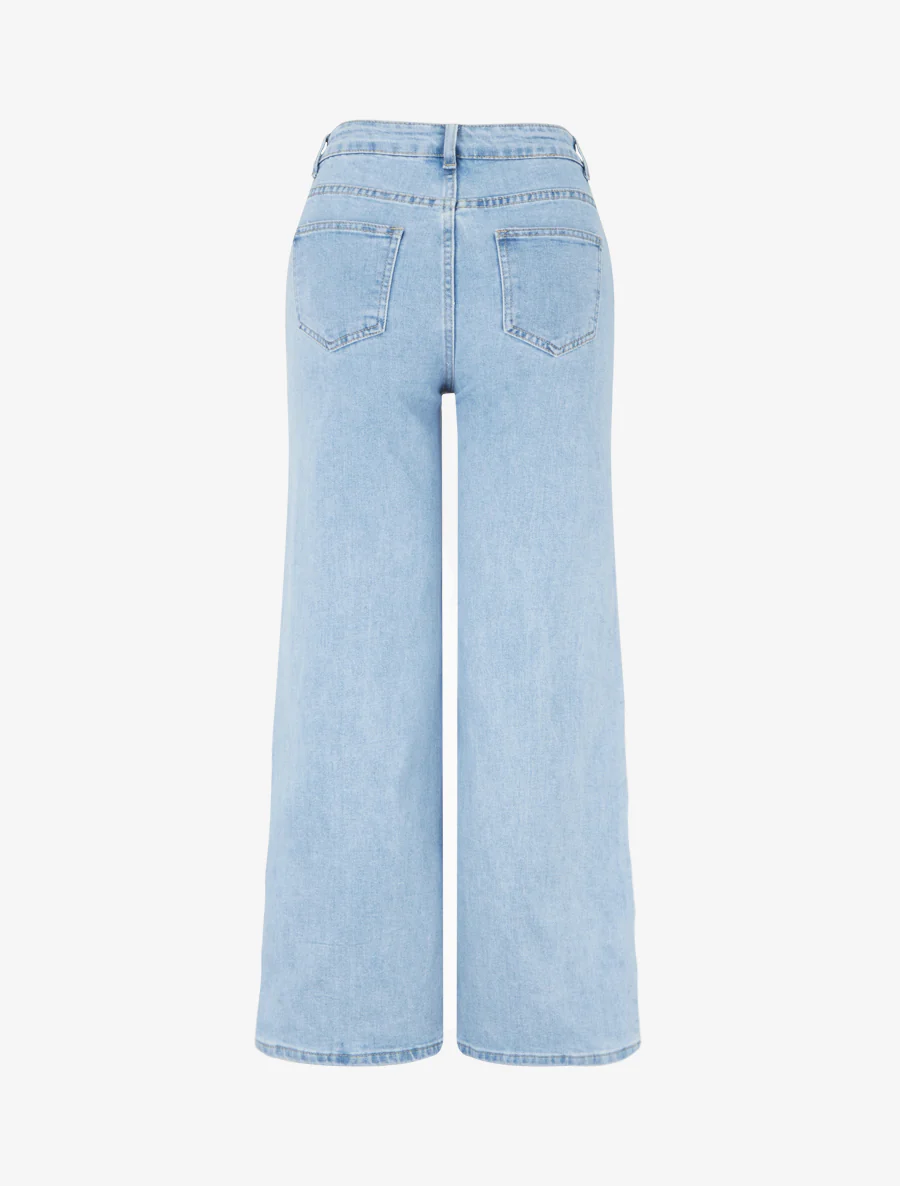 Jean met diagonale knopen en rechte snit - Blauw - Image 2