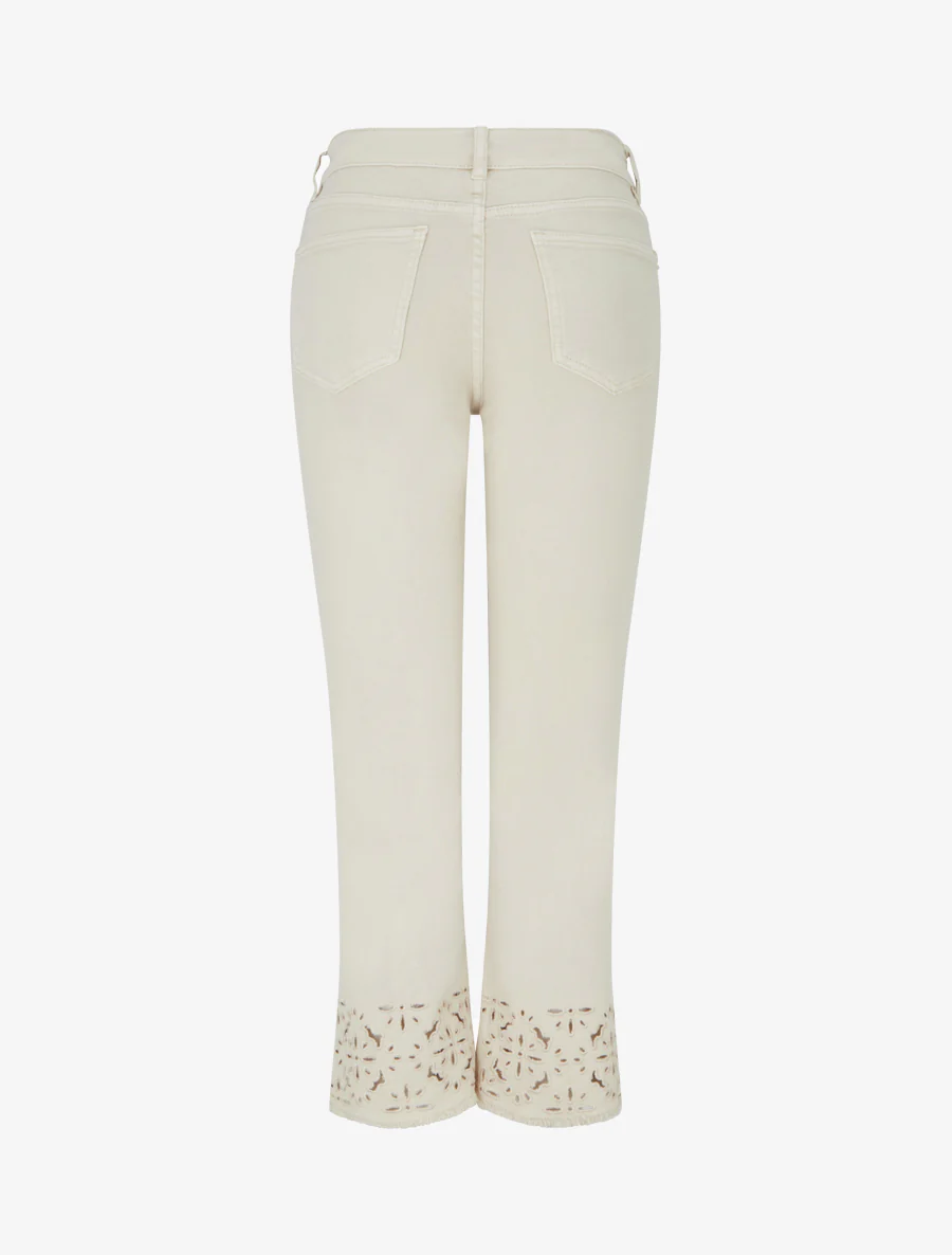 Jean met geborduurde randen. - Beige - Image 2