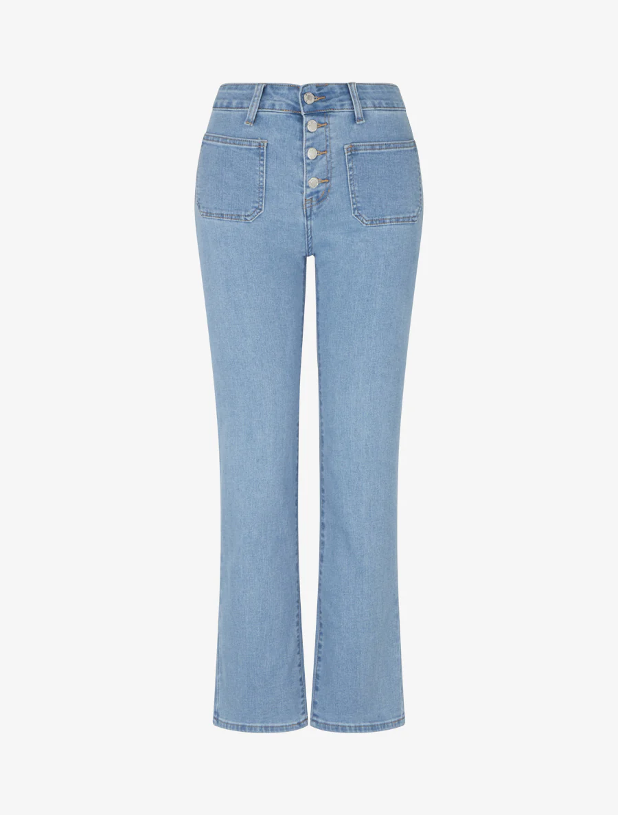 Jean met hoge taille en rechte pijpen - Blauw