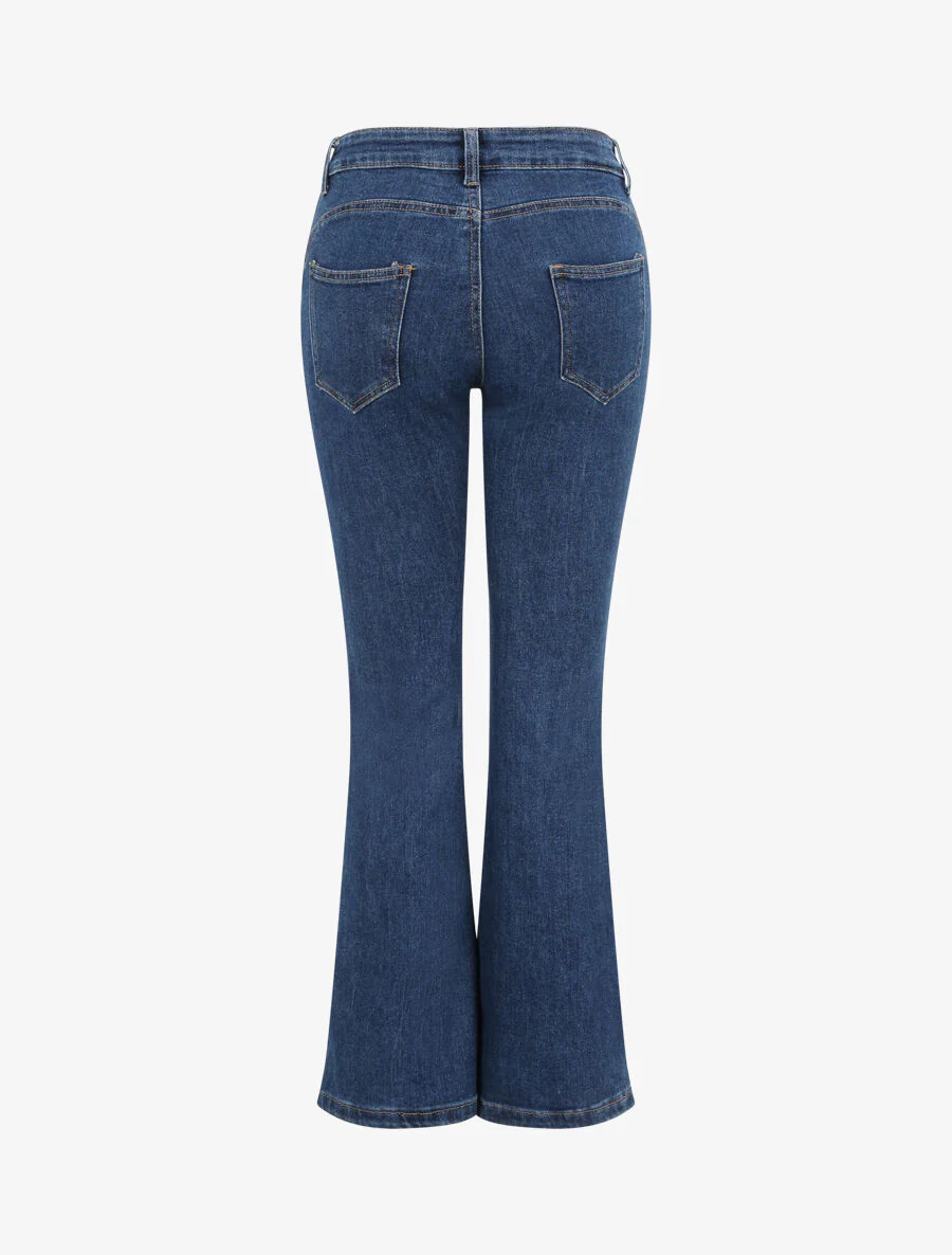 Jean met hoge taille met knoopsluitingen - Blauw denim - Image 2