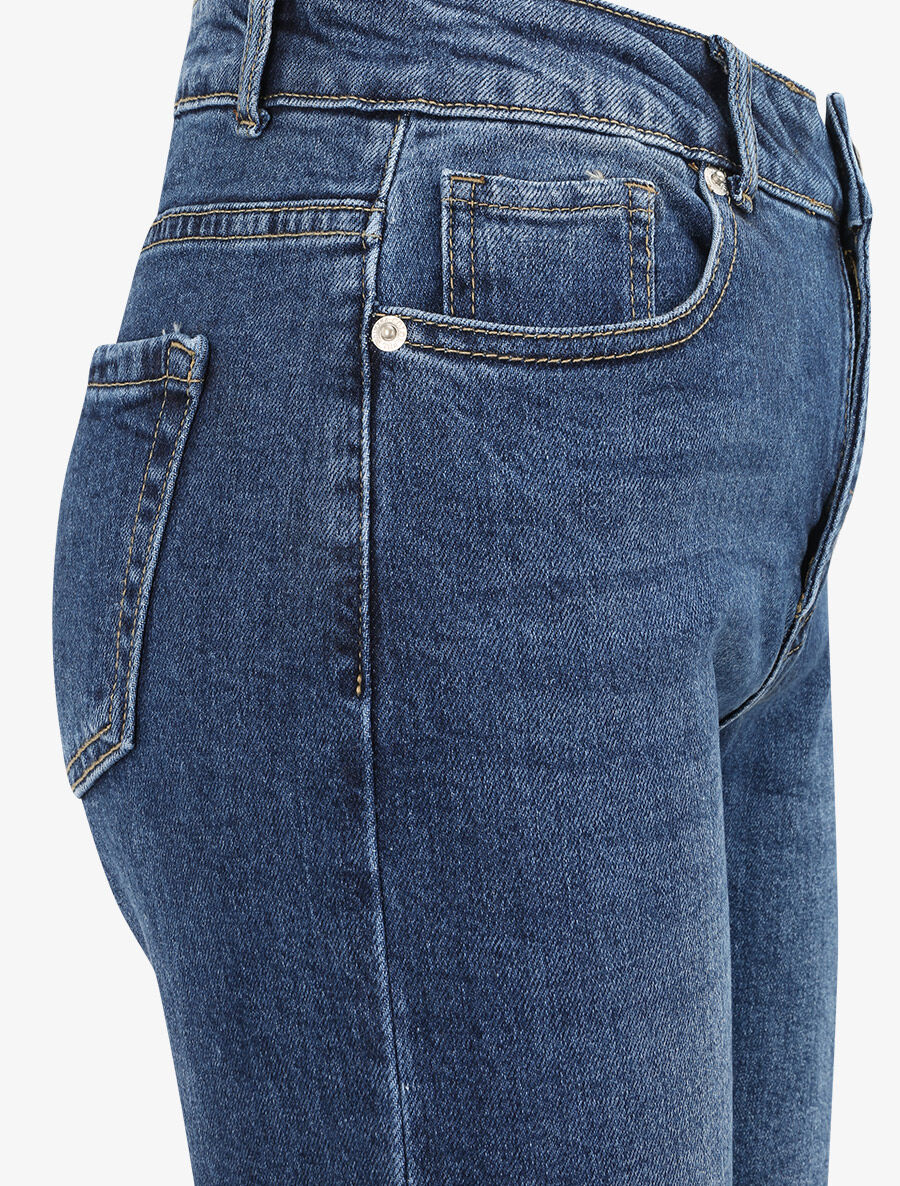 Jean met hoge taille met scherpe zoom - Blauw - Image 3