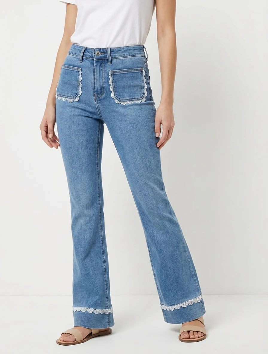 Jean met kanten details - Blauw - Image 4