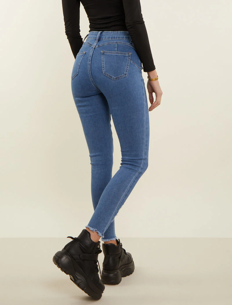 Jean met kapotte voorkanten - blauw denim - Image 2
