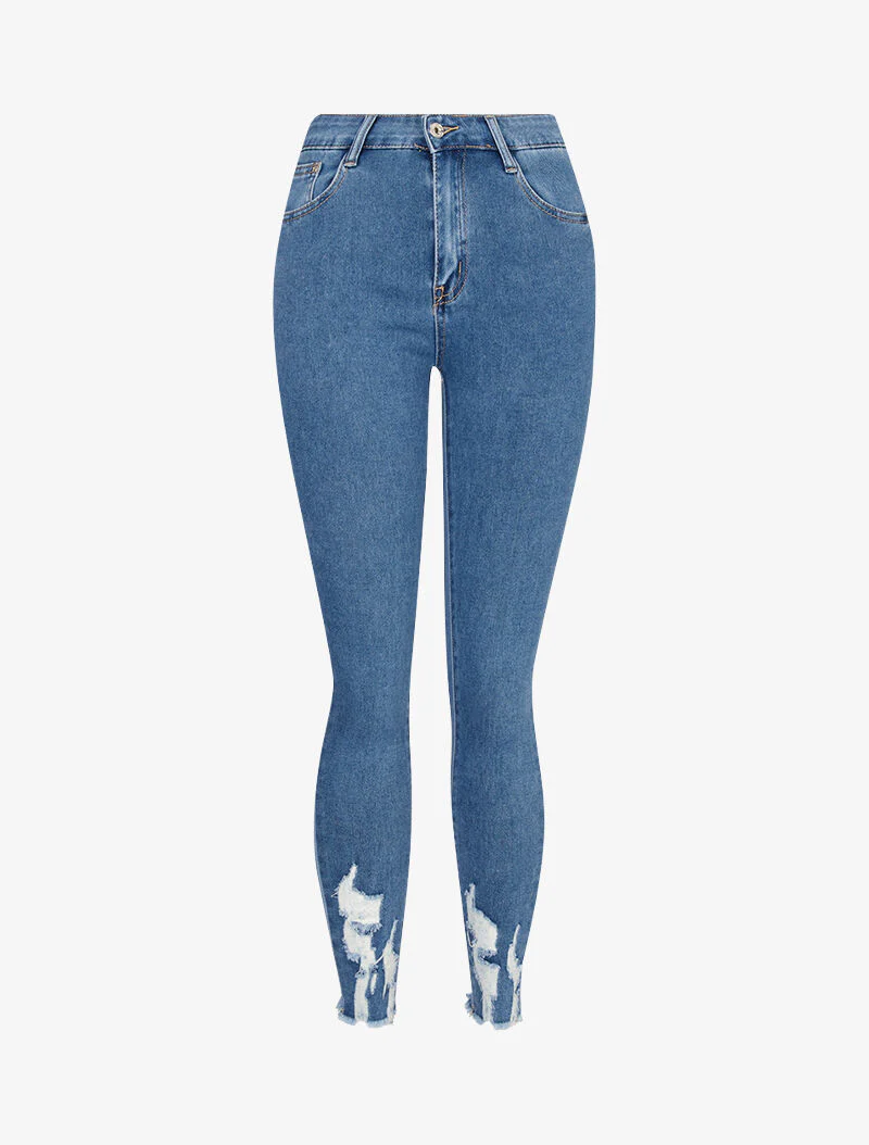 Jean met kapotte voorkanten - blauw denim - Image 3