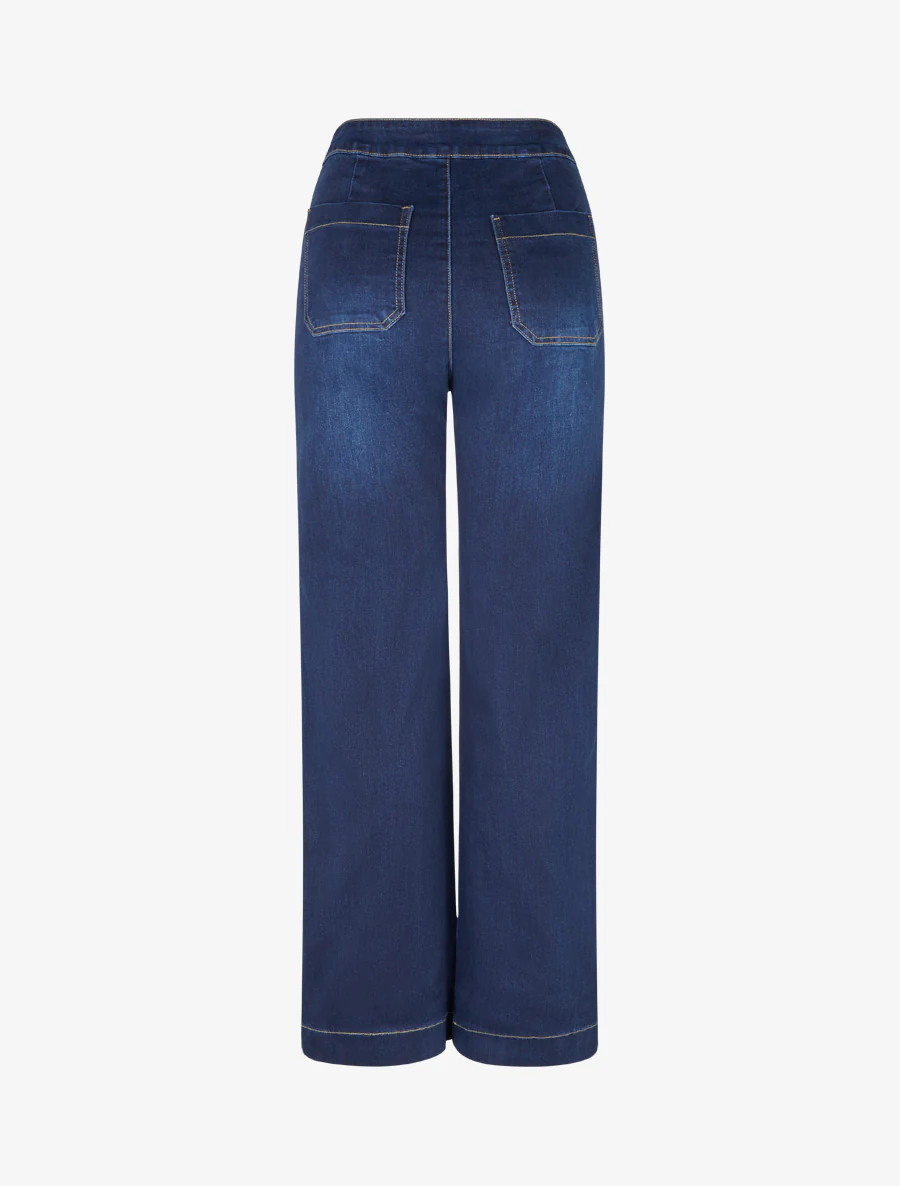 Jean met knoopsluiting en rechte snit - Blauw - Image 2