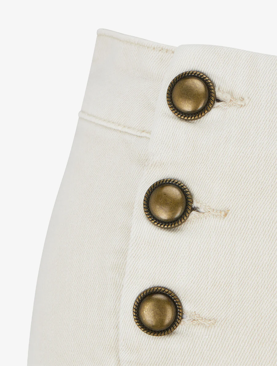 Jean met rechte pijpen en knopen. - Beige - Image 3