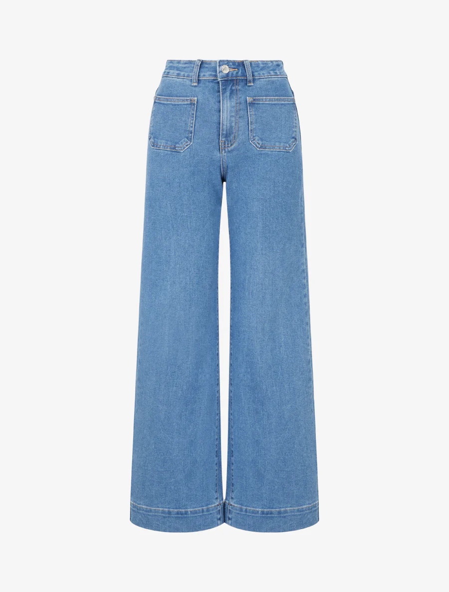 Jean met rechte pijpen en wijde pasvorm. - Blauw