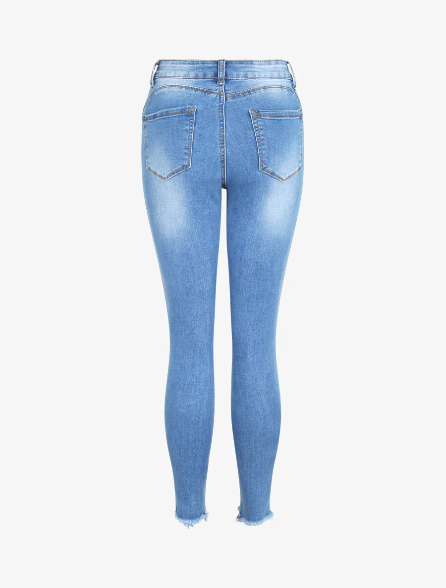 Jean met rits aan de zijkanten - Blauw denim - Image 2