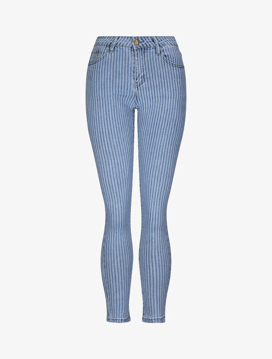 Jean met strepen - Blauw denim