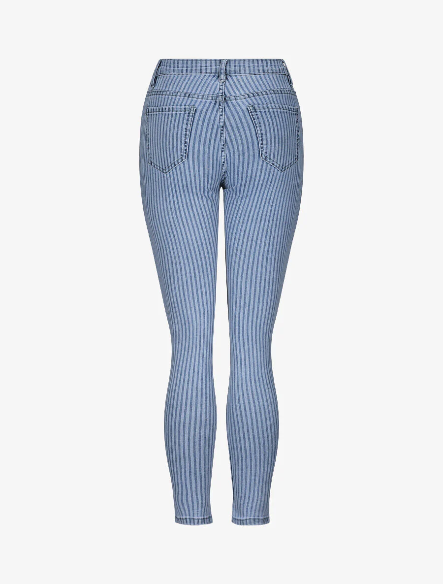 Jean met strepen - Blauw denim - Image 2