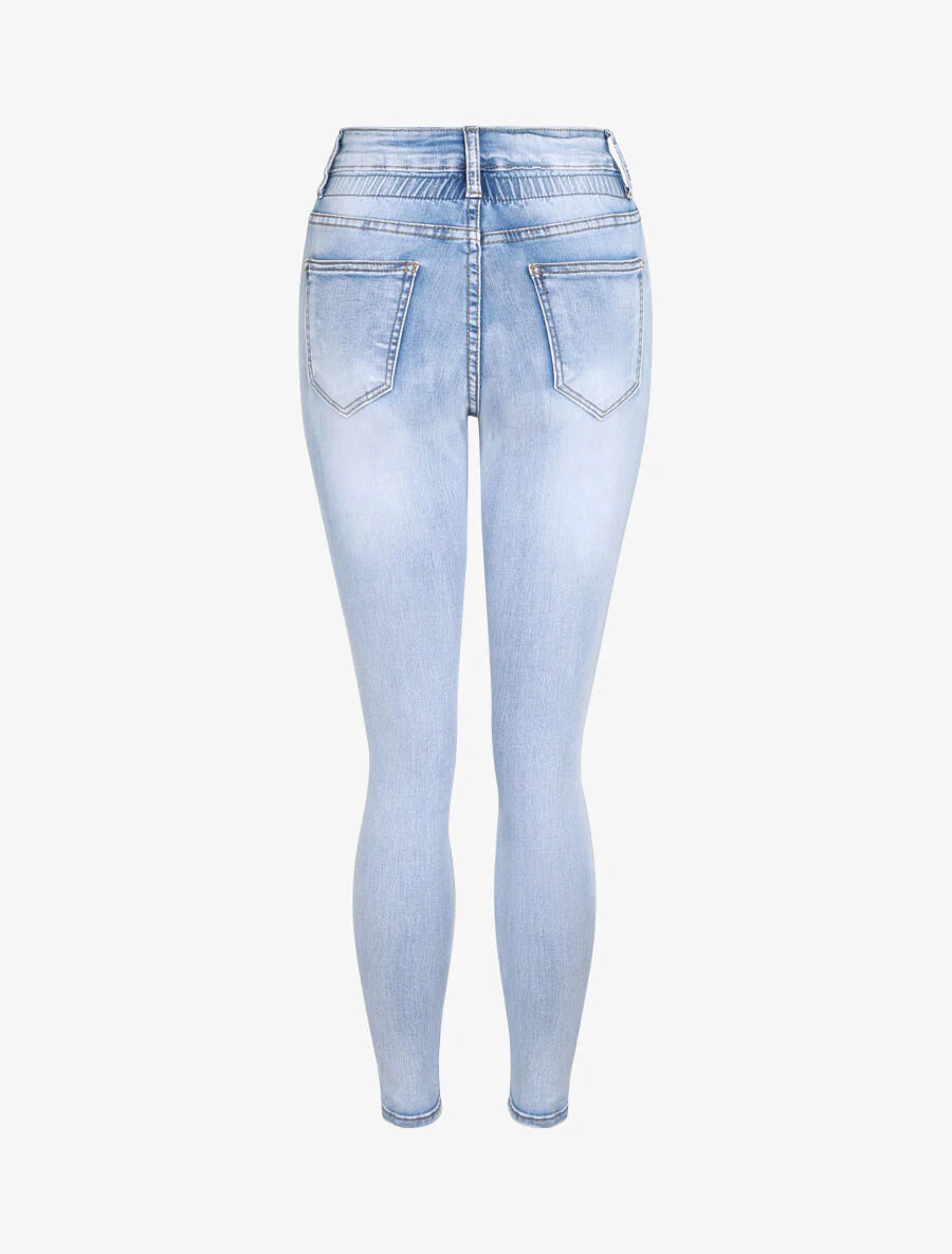 Jean met taille-empire en elastiek - Lichtblauw - Image 2
