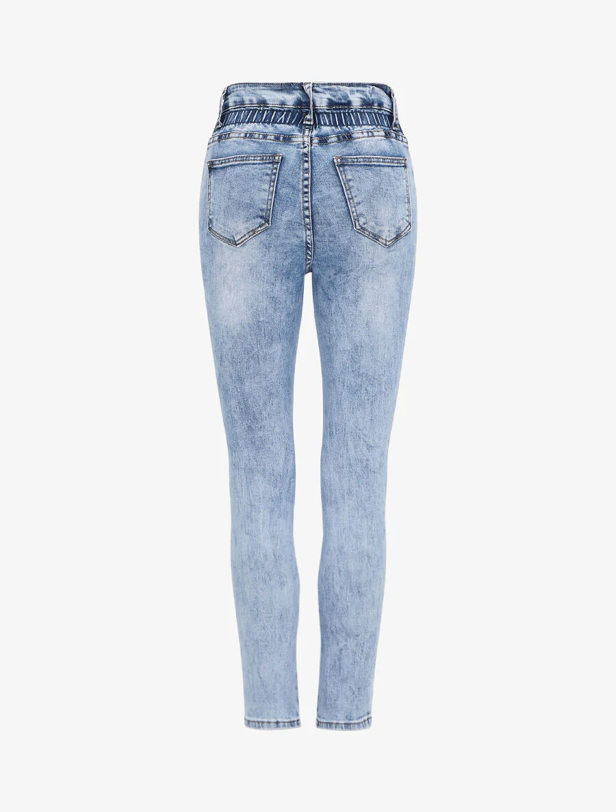 Jean met taille-empire en elastiek - Blauw denim - Image 2