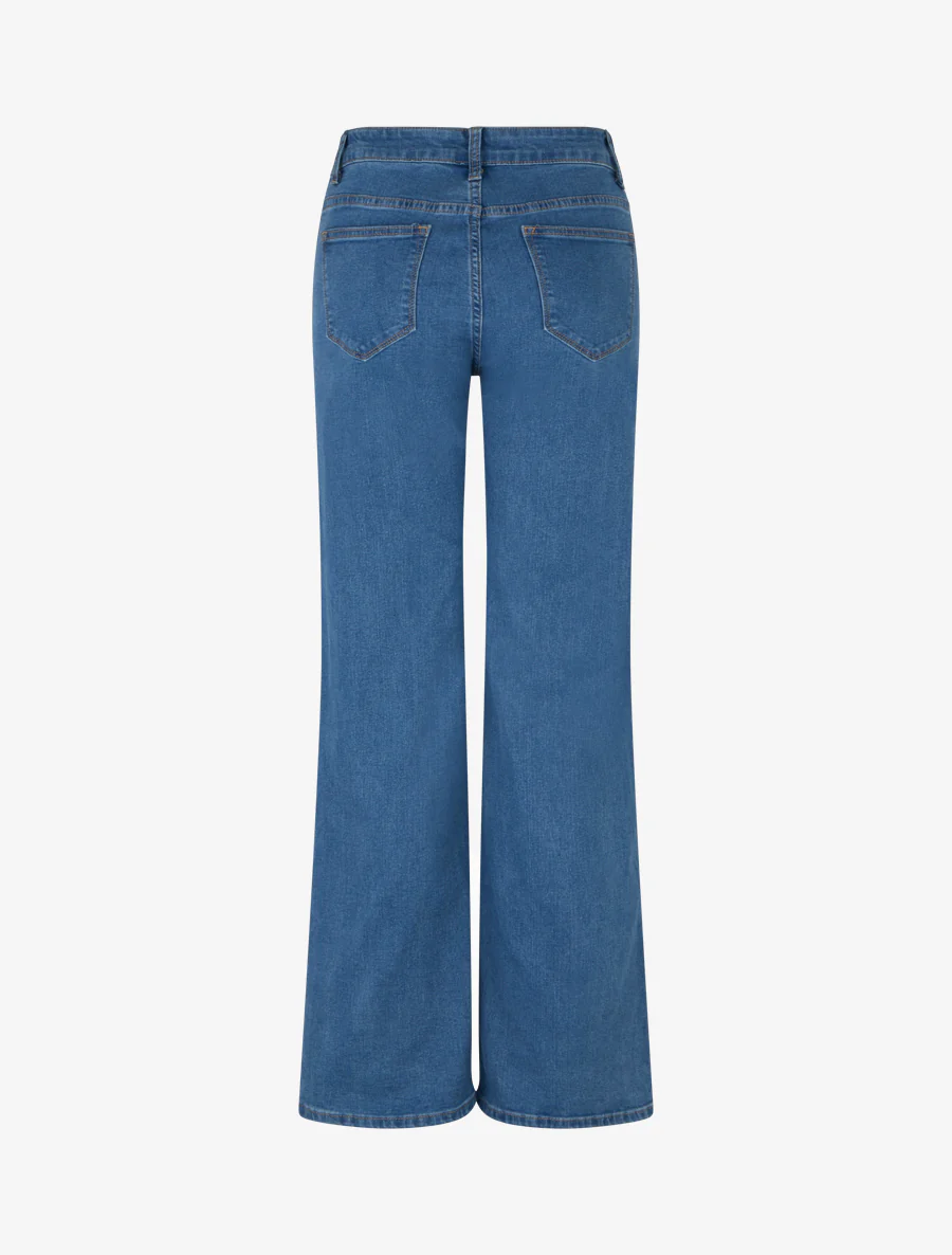 Jean met wijde pijpen en rechte snit met 4 zakken - Blauw - Image 2