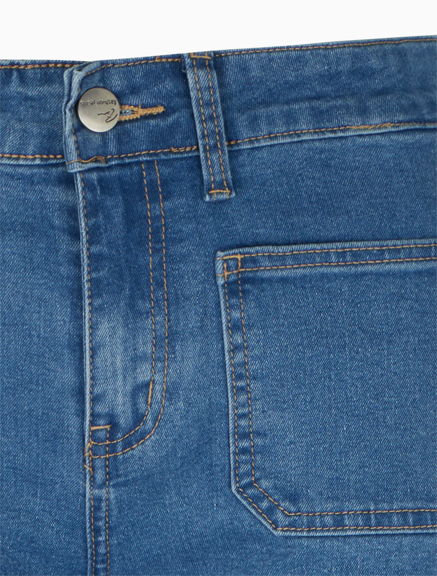 Jean met wijde pijpen en rechte snit met 4 zakken - Blauw - Image 3