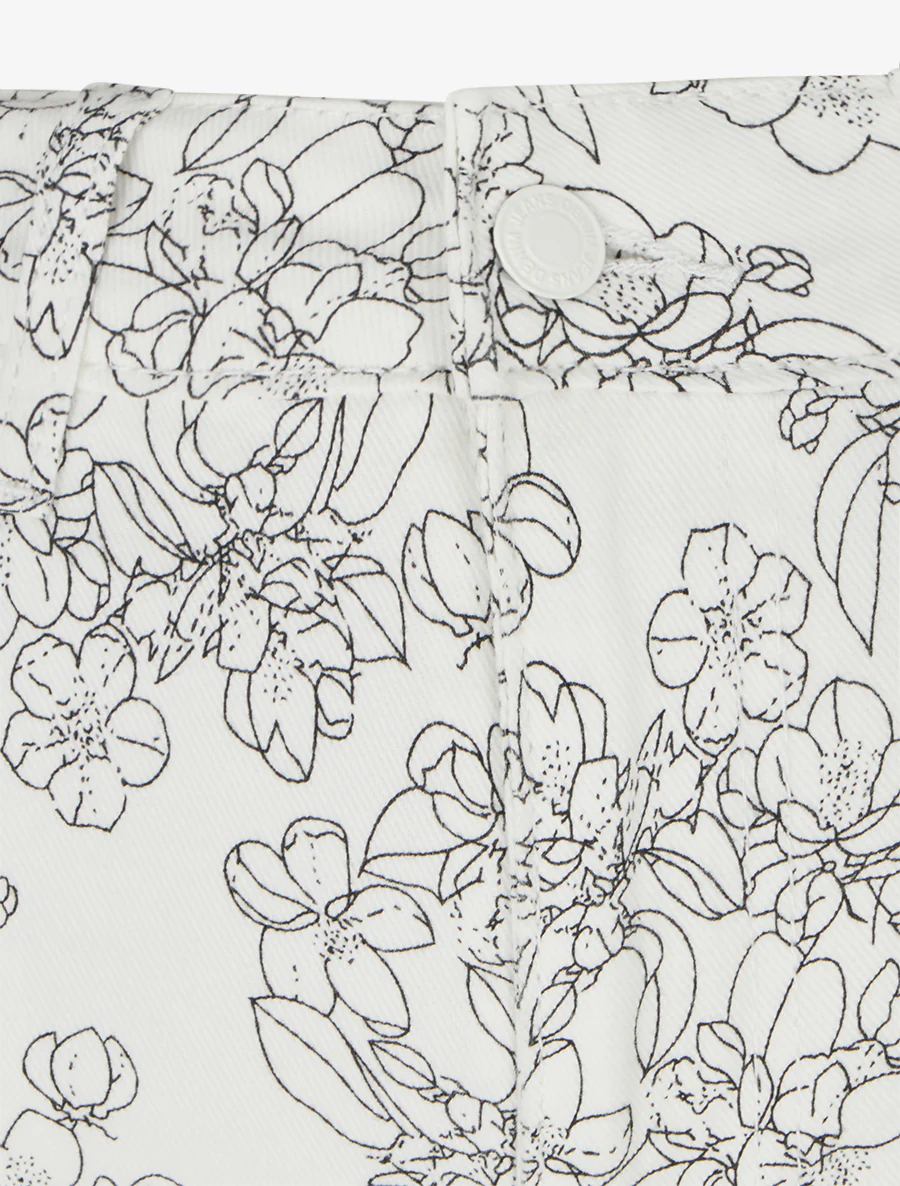 Jean met wijde pijpen en rechte snit met bloemenprint - Wit - Image 3