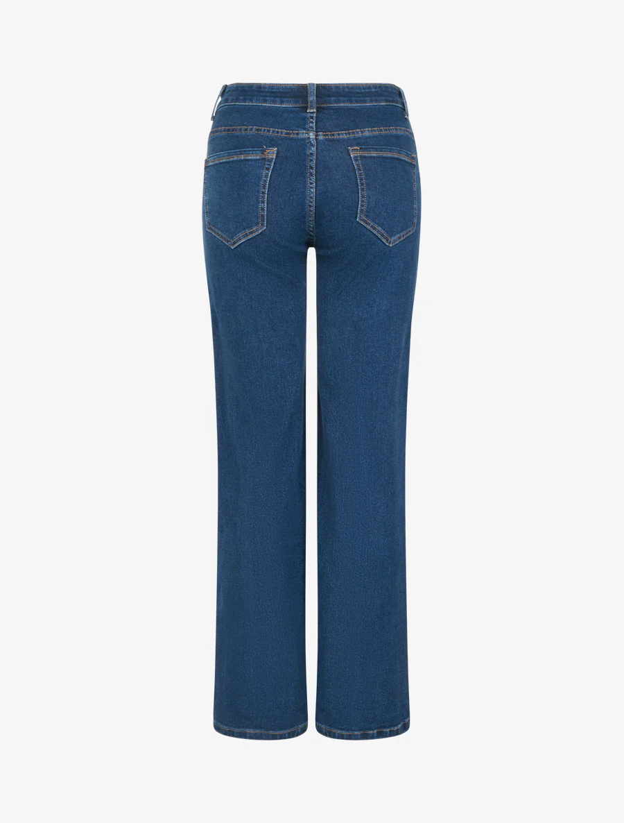Jean met wijde pijpen en zakken versierd met knopen - Denim - Image 2