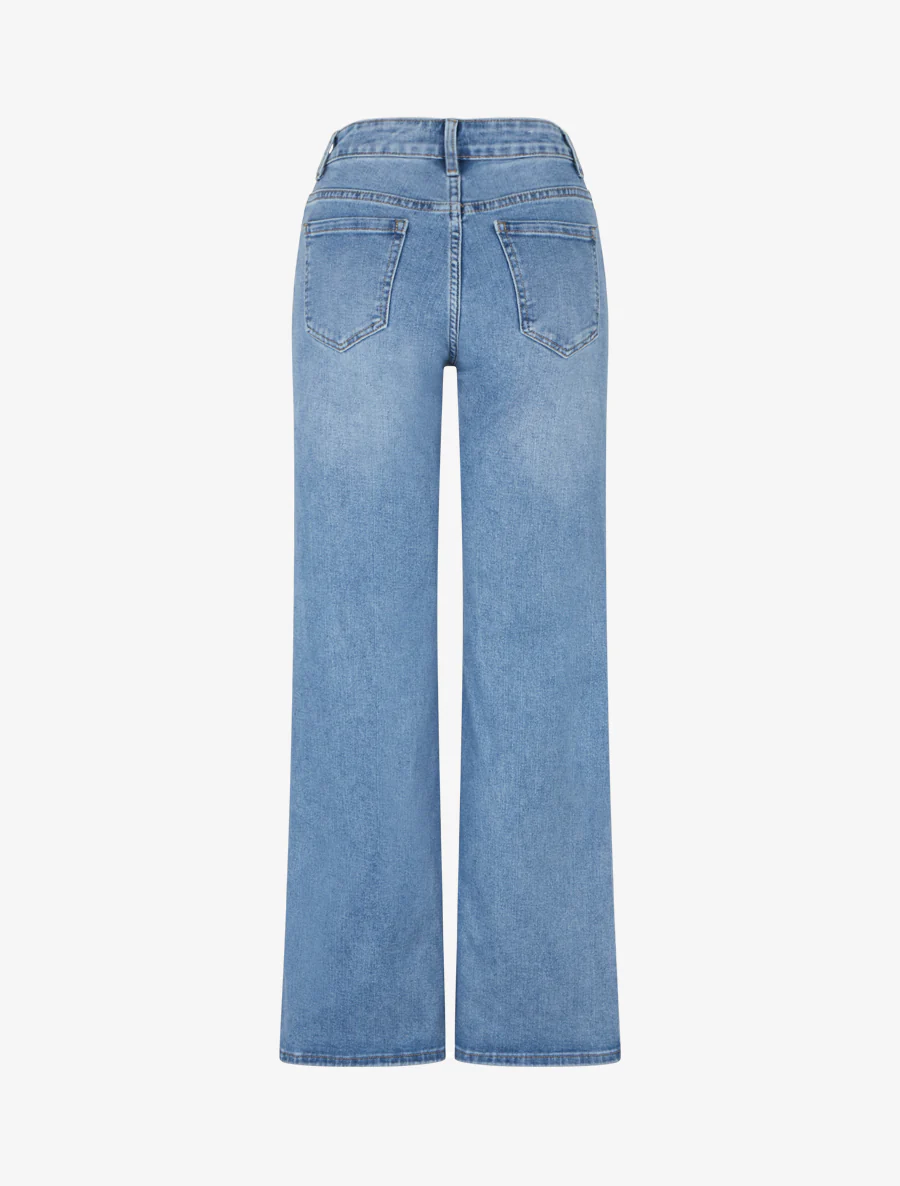 Jean met wijde pijpen in verwassen look - Blauw - Image 2