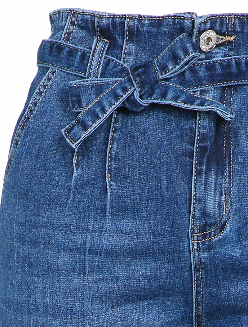 Jean mom met empire taille gestileerd - Blauw - Image 3