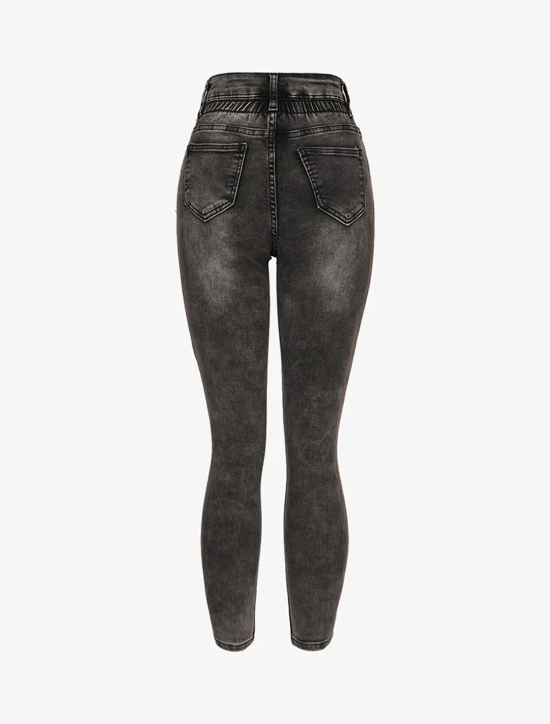 Jean papieren zak met empire taille gerimpeld - Donkergrijs - Image 2