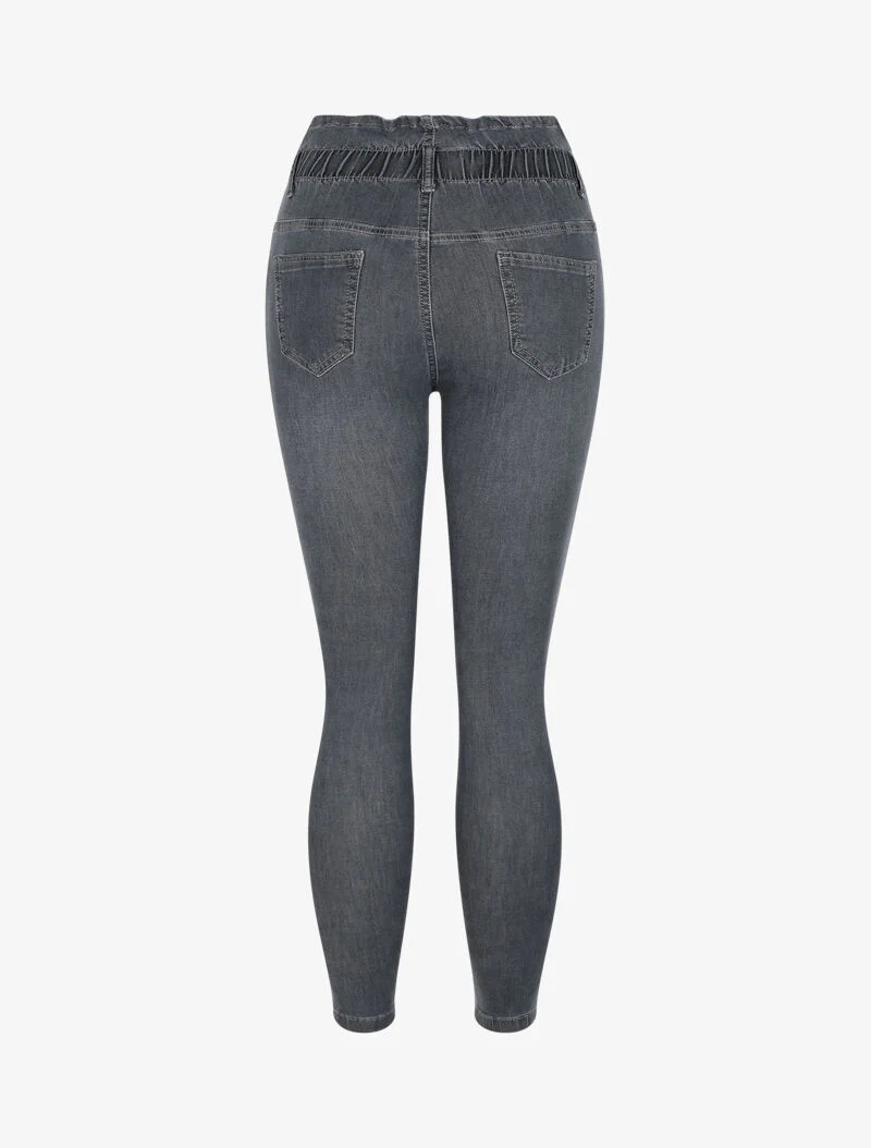 Jean paperbag skinny fit - Antraciet - Image 2