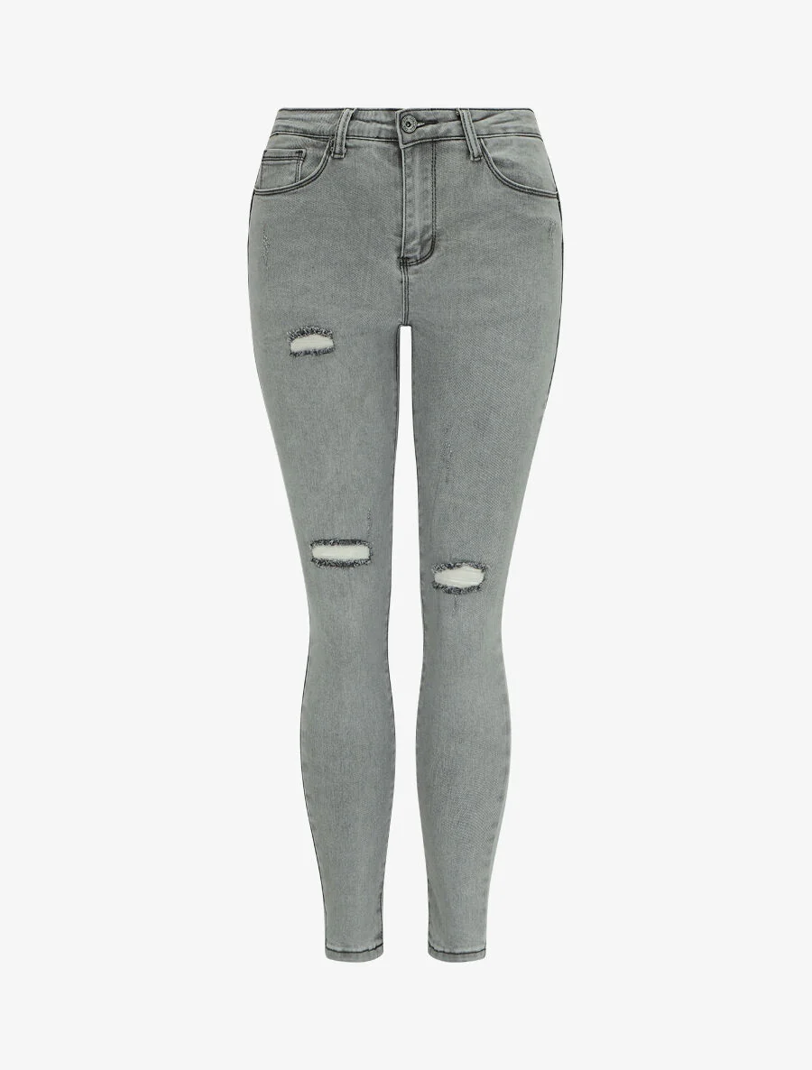 Jean push-up gescheurd - Grijs