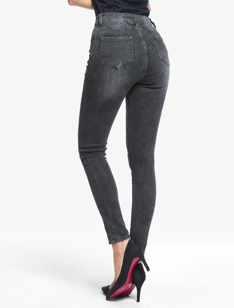 Jean push up gebleekt - donkergrijs - Image 2
