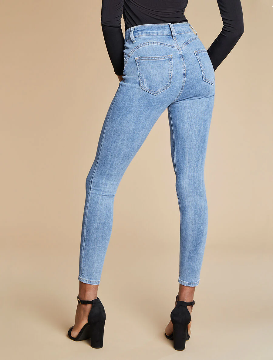 Jean push up met krasdetails - Lichtblauw - Image 2