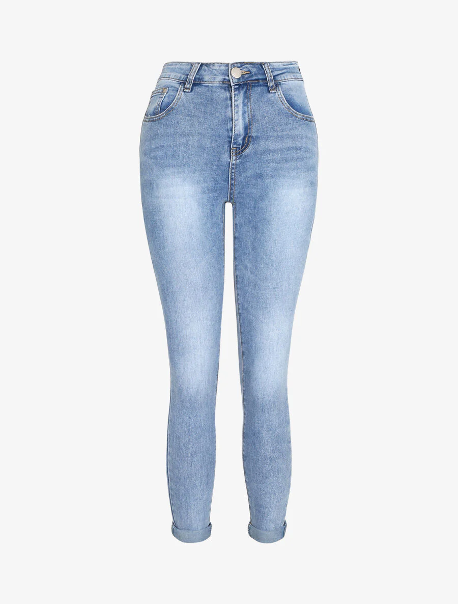 Jean oprolbare push-up - Blauw