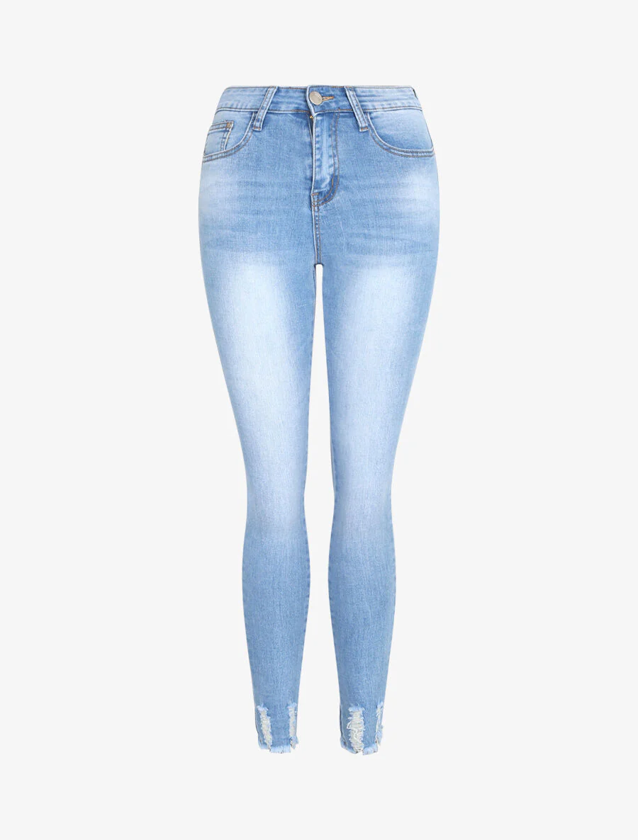 Jean push up ultra skinny met gegraveerde randen - Blauw