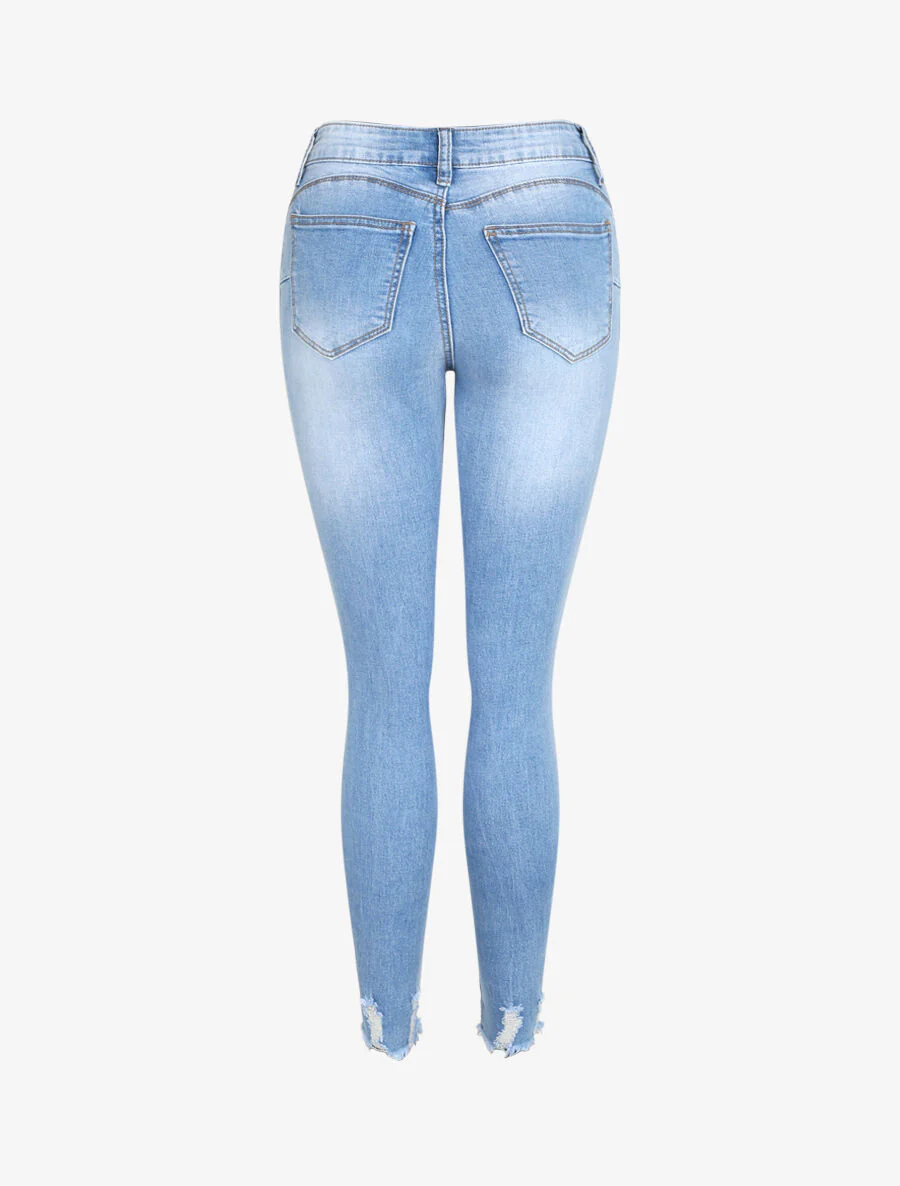 Jean push up ultra skinny met gegraveerde randen - Blauw - Image 2