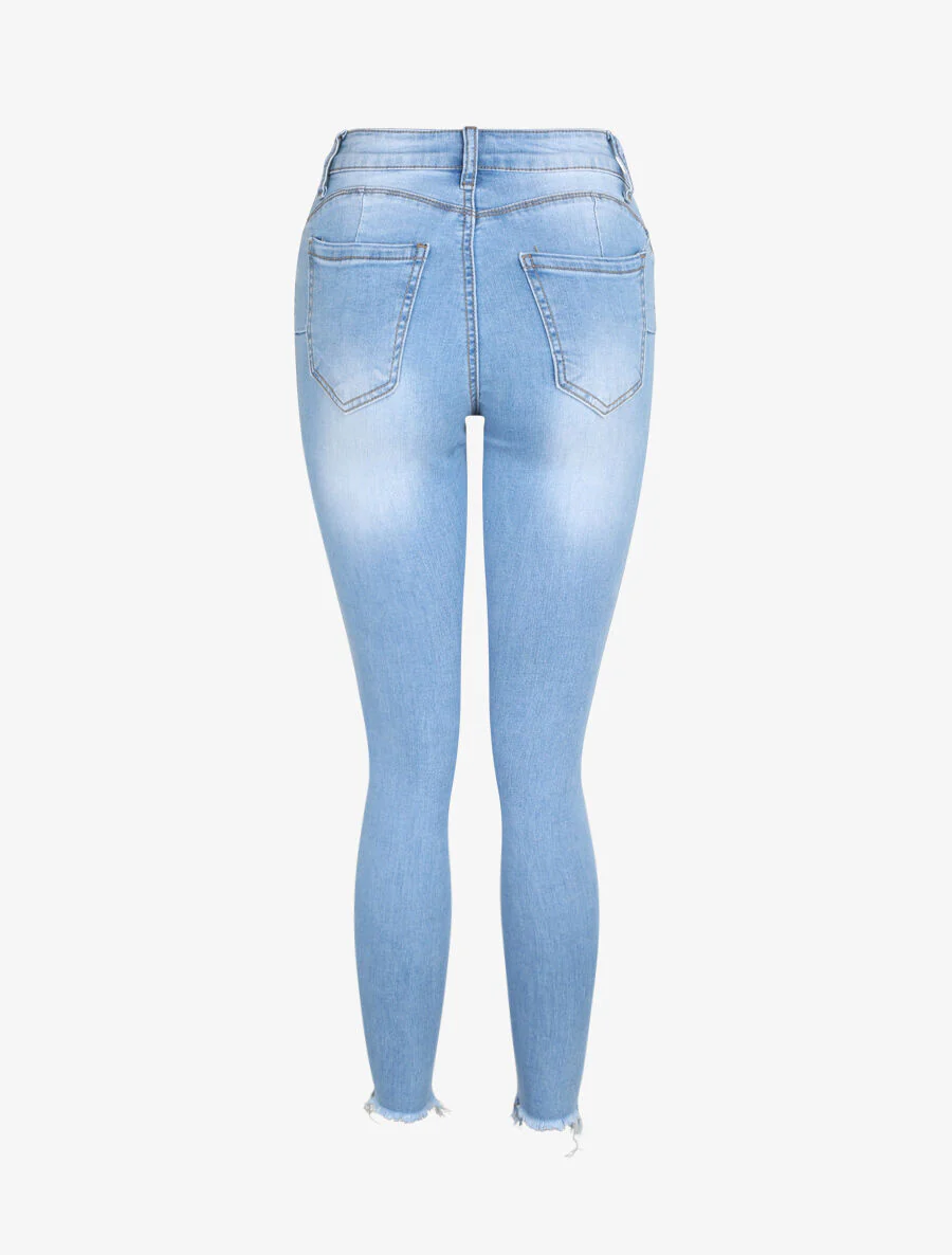 Jean push up verbleekt met scherpe zoom - Lichtblauw - Image 2