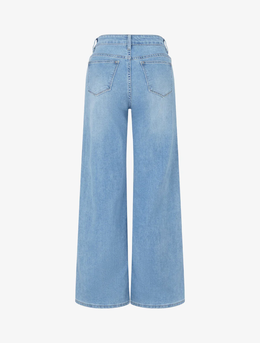 Jean push up wide leg rechte snit - Blauw - Image 2