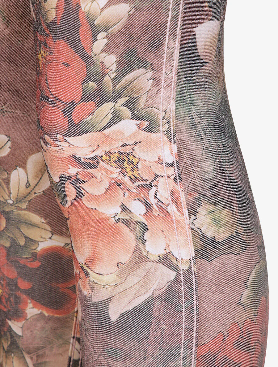 Jean reversibele slanke hoge taille gekreukt bloemenprint - Lichtroze - Image 5