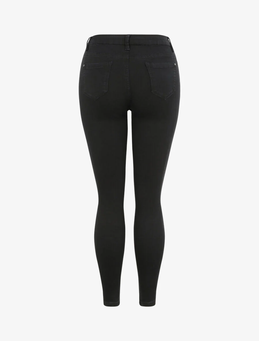 Jean skinny eenkleurig met hoge taille - Zwart - Image 2