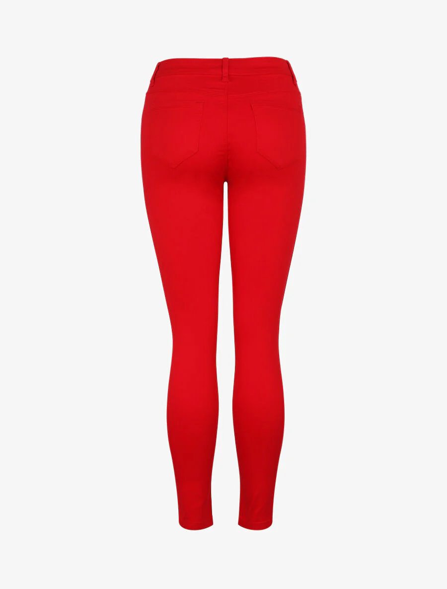 Skinny jeans effen stretch - Rood - Image 2