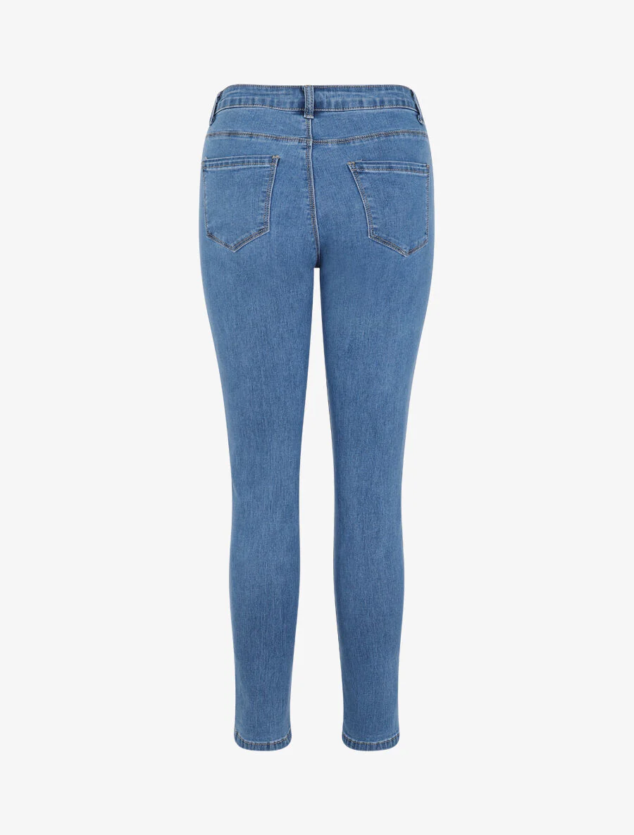 Skinny jeans hoge taille effen - Lichtblauw - Image 2
