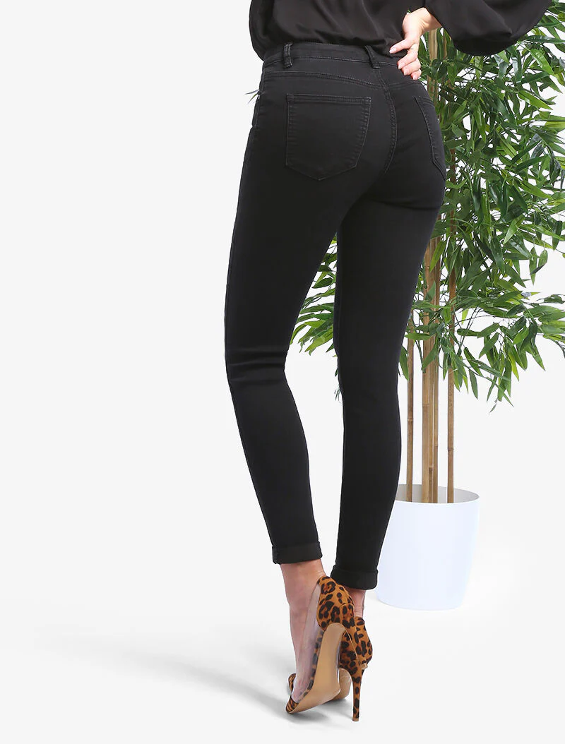 Hoge taille skinny jeans - zwart - Image 2