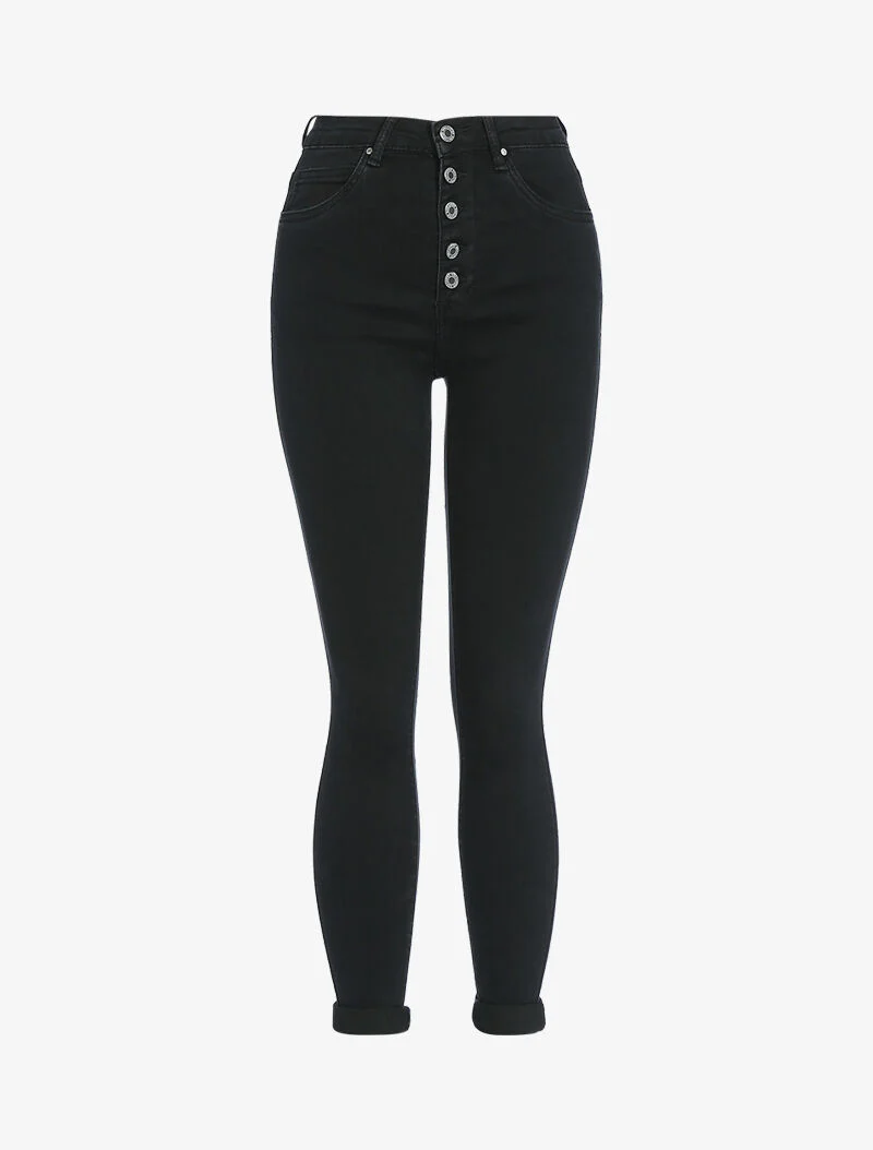 Hoge taille skinny jeans - zwart - Image 4