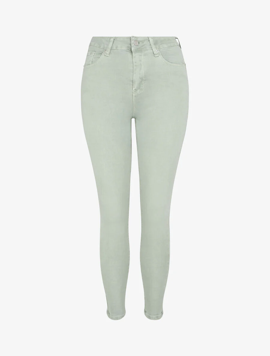 Jean skinny push up met zichtbare naden - Mintgroen