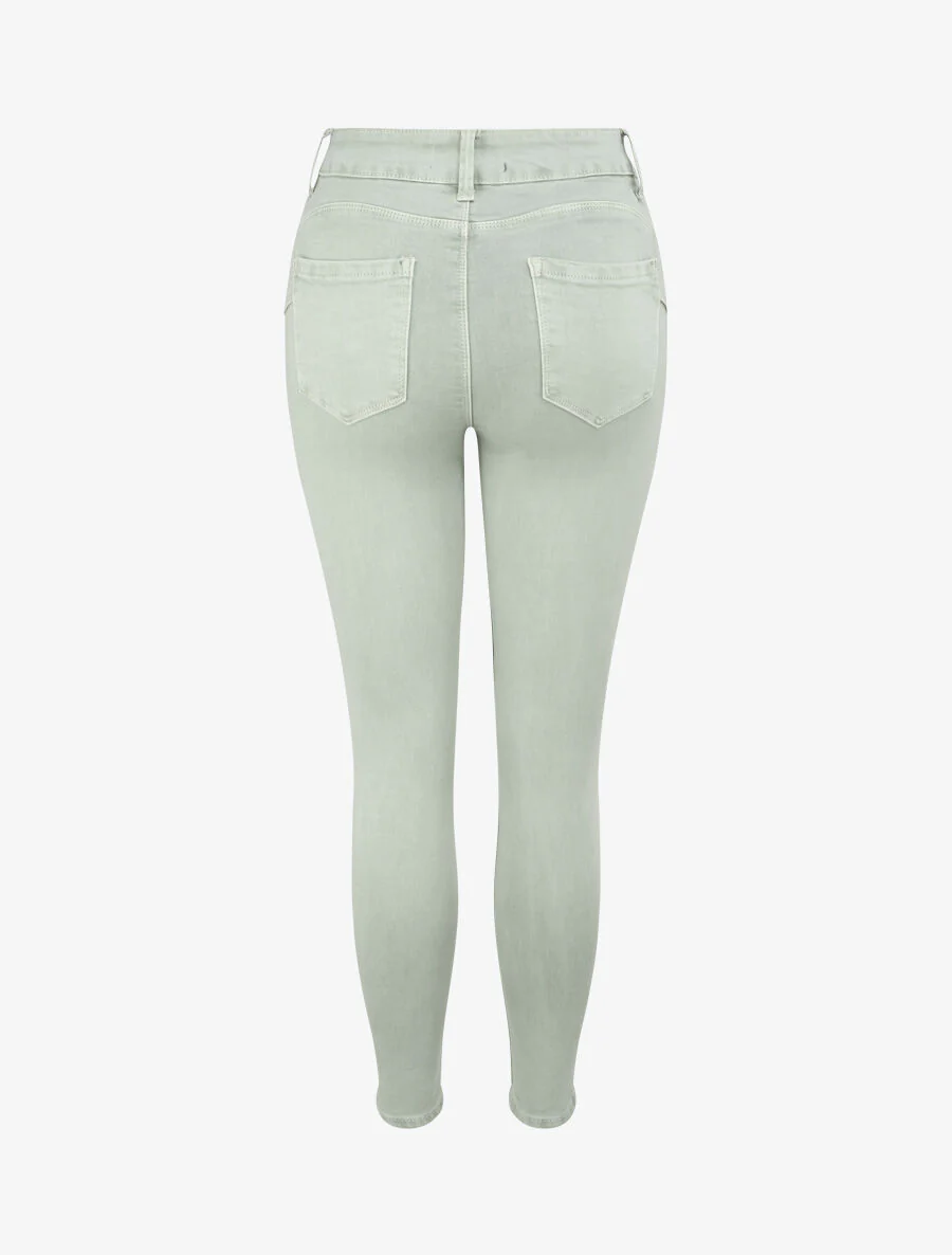 Jean skinny push up met zichtbare naden - Mintgroen - Image 2